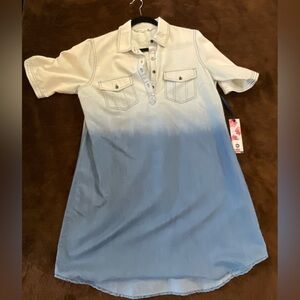 Blue and White Ombre Shirt Dress